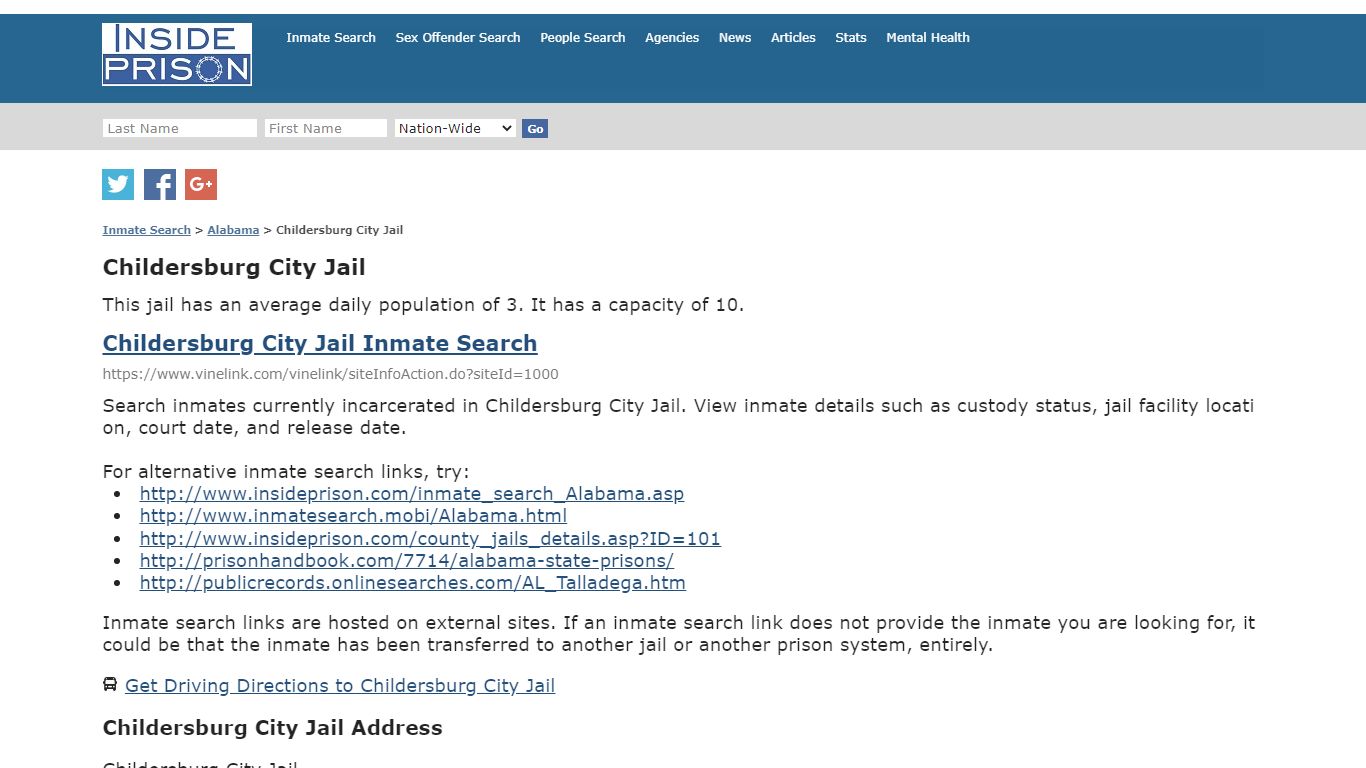 Childersburg City Jail - Alabama - Inmate Search - Inside Prison