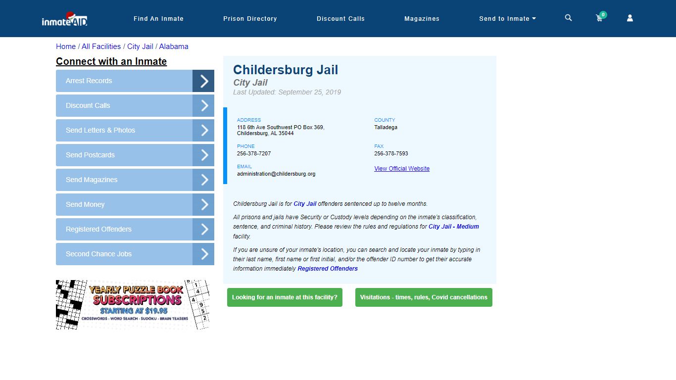 Childersburg Jail | Inmate Locator