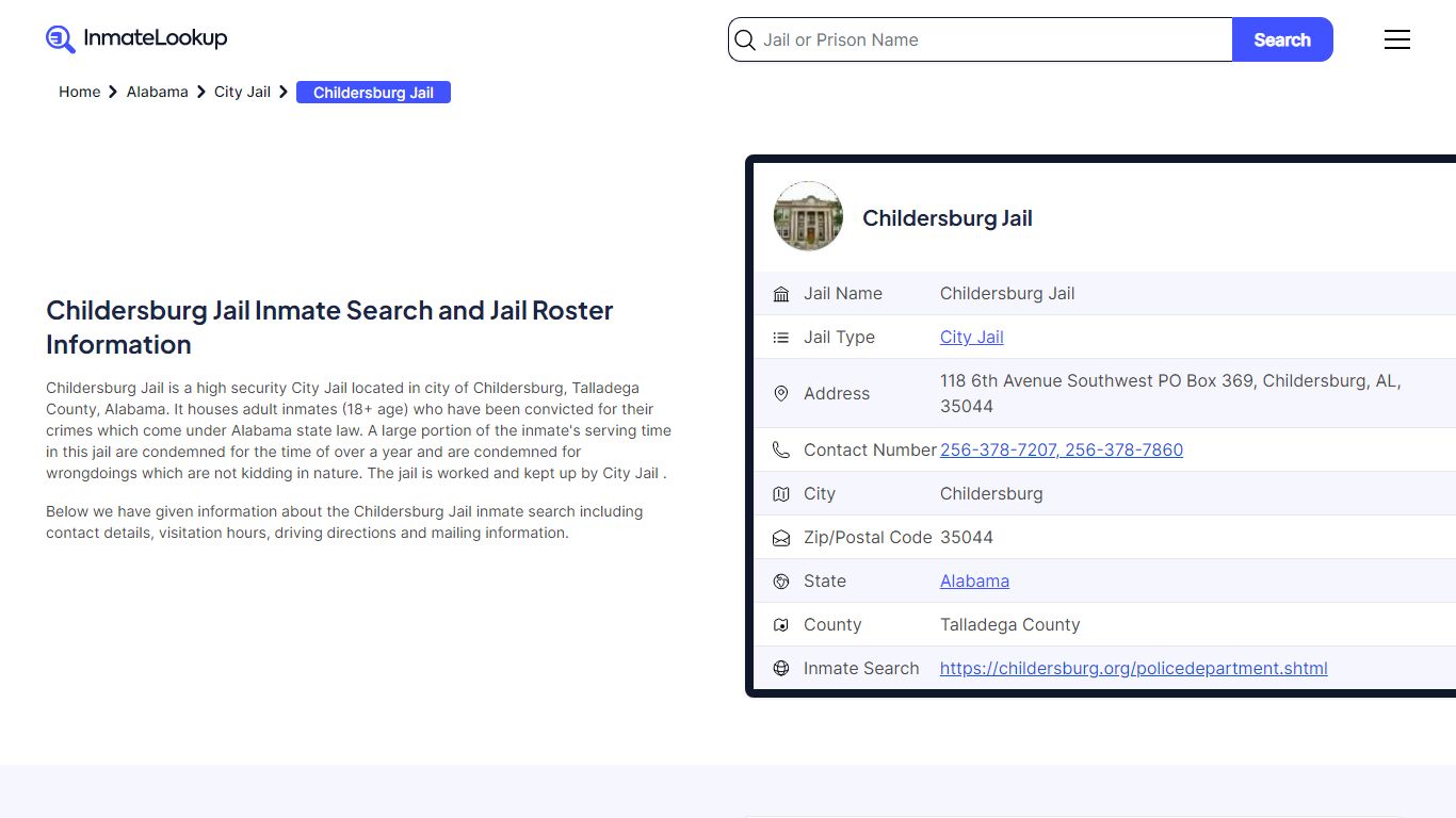Childersburg Jail (AL) Inmate Search Alabama - Inmate Lookup